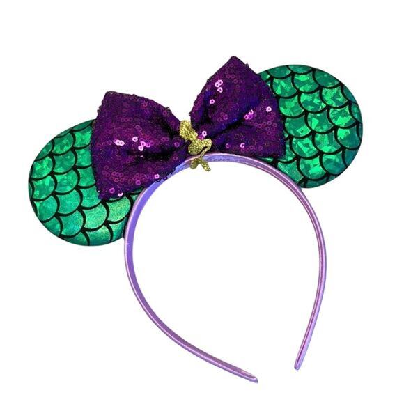 Mermaid Mouse Costume 5-8 Yrs Purple & Green Tutu with Mouse Ears Headband - Picture 2 of 6